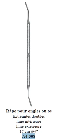 [14308] ALMEDIC®Râpe pour ongles ou os, Extrémités doubles, lime intérieure, lime extérieure 17cm 6¾"