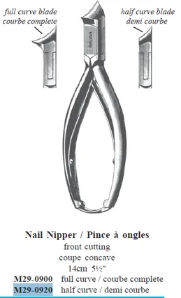  ALMEDIC® Nail nipper, concave jaw, half-jaw, 14 cm (5½")